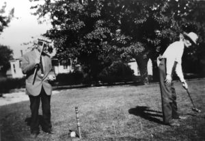 Residents playing croquet