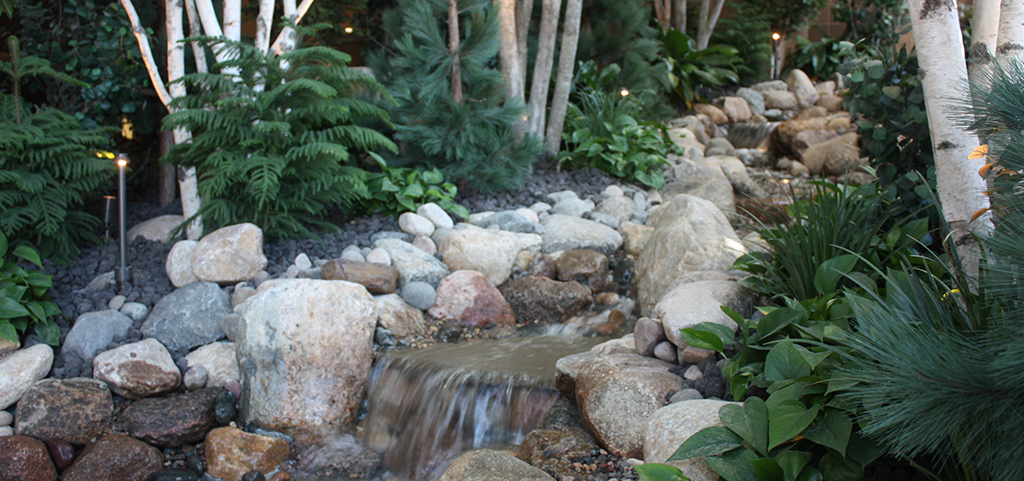 Indoor waterfall in the Garden Court