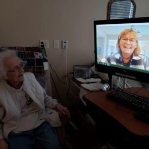 Florence enjoys virtual visits with her daughter, Lucia.