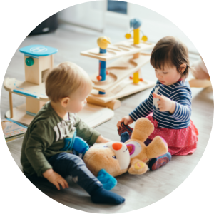 Young children playing at child care center